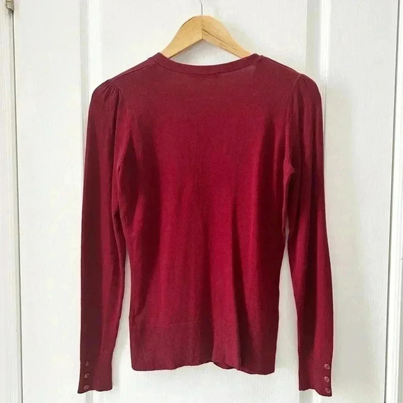 Ricki’s Cardigan  V Neck Button Front Fitted Burgundy Size Small - Picture 6 of 16